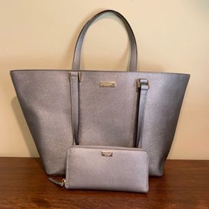 Kate Spade Silver Metallic Tote